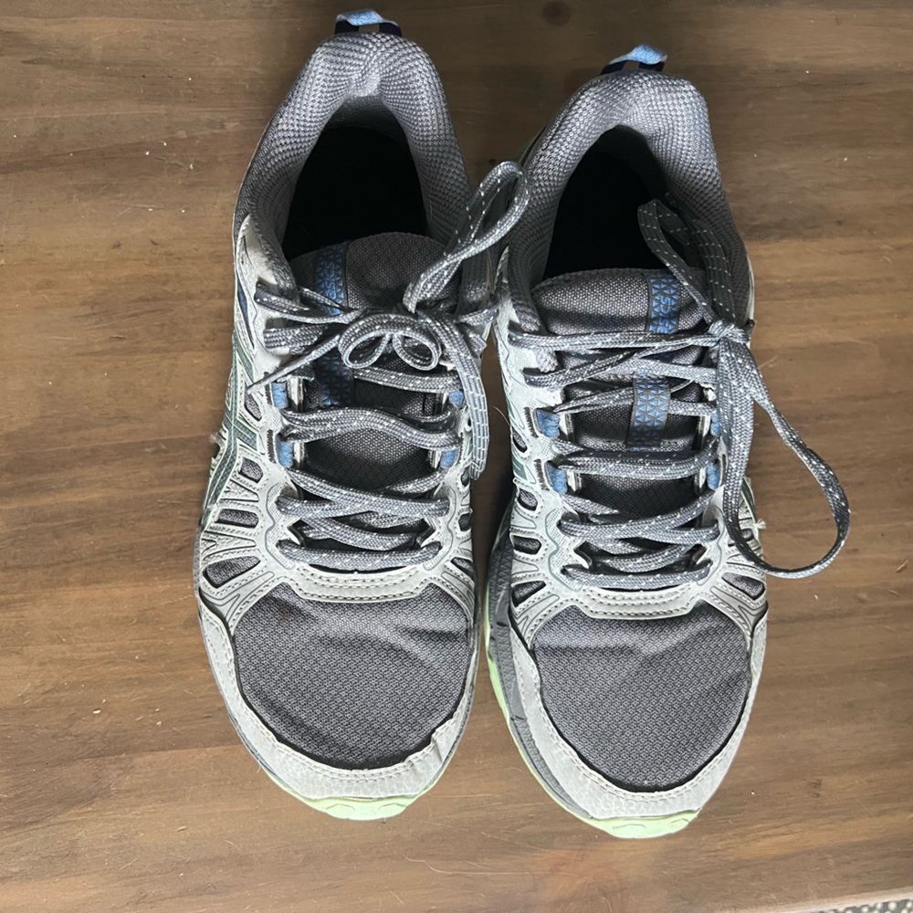 ASIC Gray and Blue Athletic Sneakers